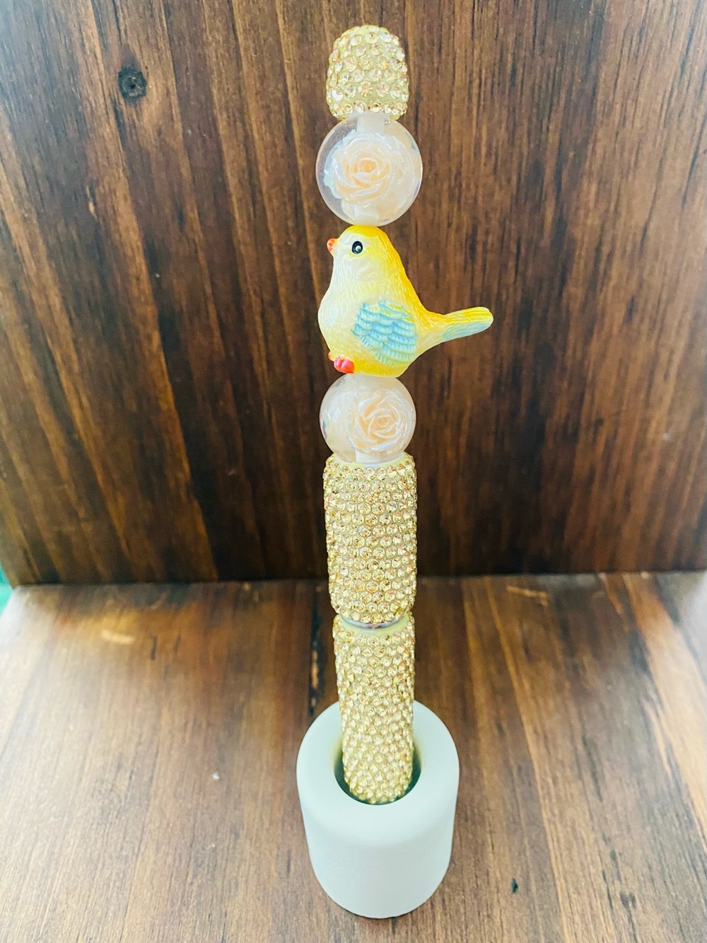 Decorative Yellow Bird Rhinestone Pen